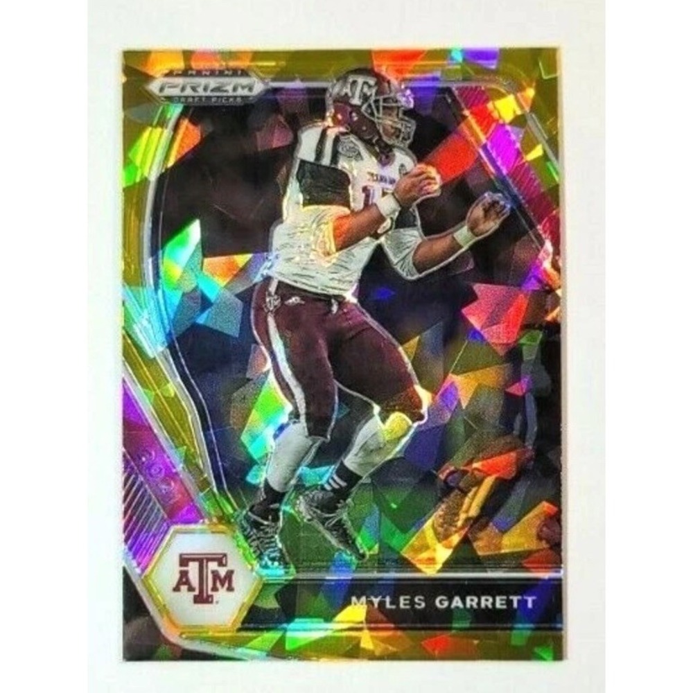 Myles Garrett 2021 Panini Prizm Draft Picks Gold Cracked Ice Prizm #100